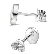 Mother of Pearl Oval Silver Stud Earrings, e346